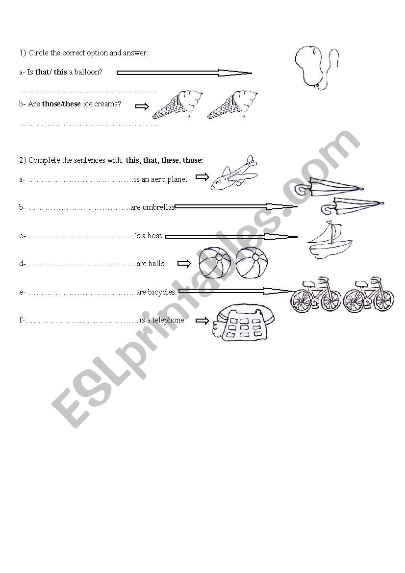 Demonstrative pronouns worksheet