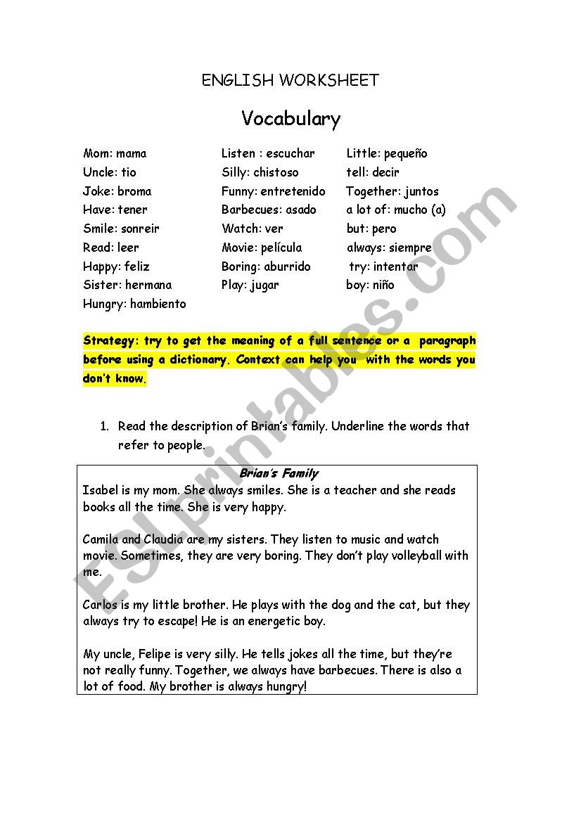english worksheet worksheet