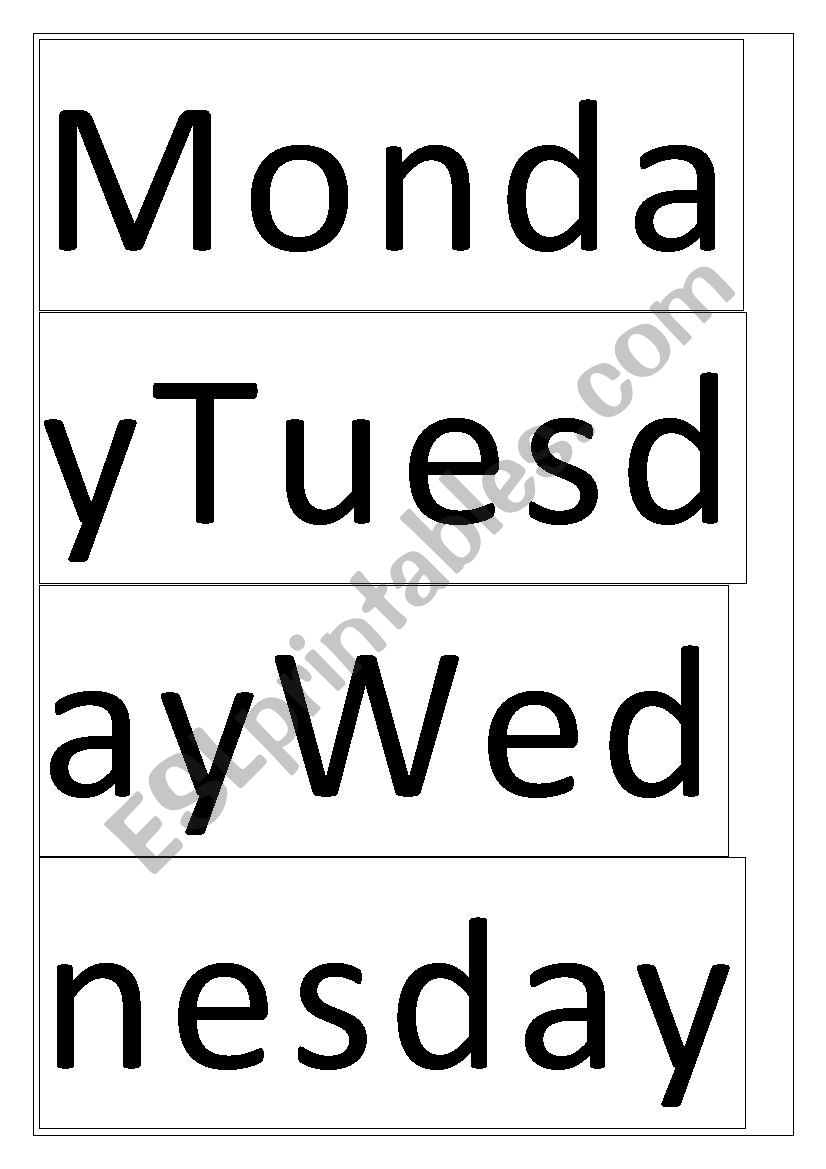 Days of week worksheet