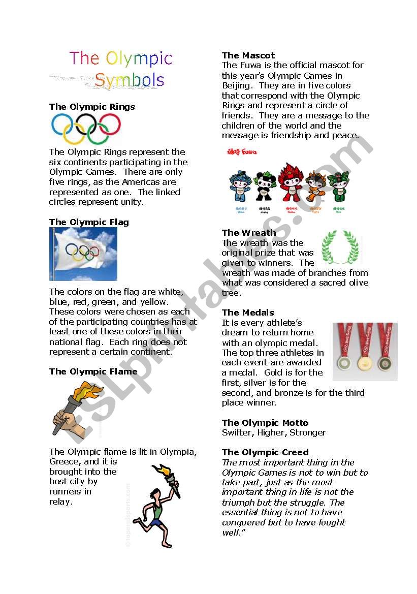 The Olympic Symbols worksheet