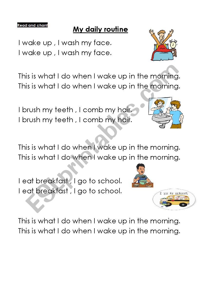 daily routine worksheet