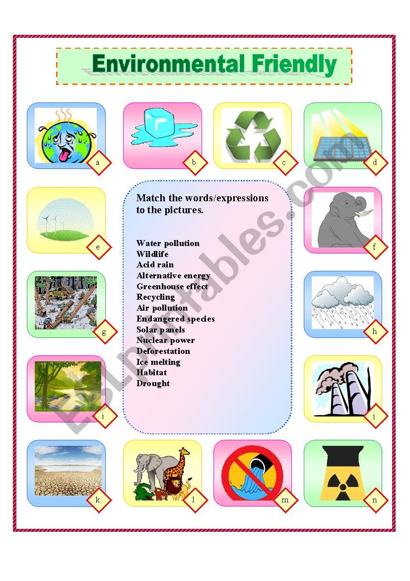 Environmental friendly worksheet