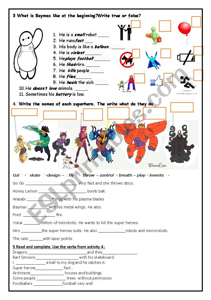 Big Hero 6 part 2 worksheet