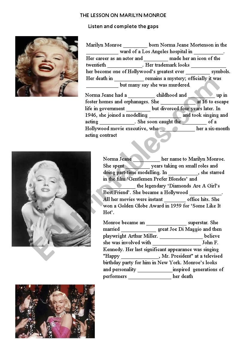 Реферат: Marylin Monroe Essay Research Paper Marilyn MonroeMarilyn