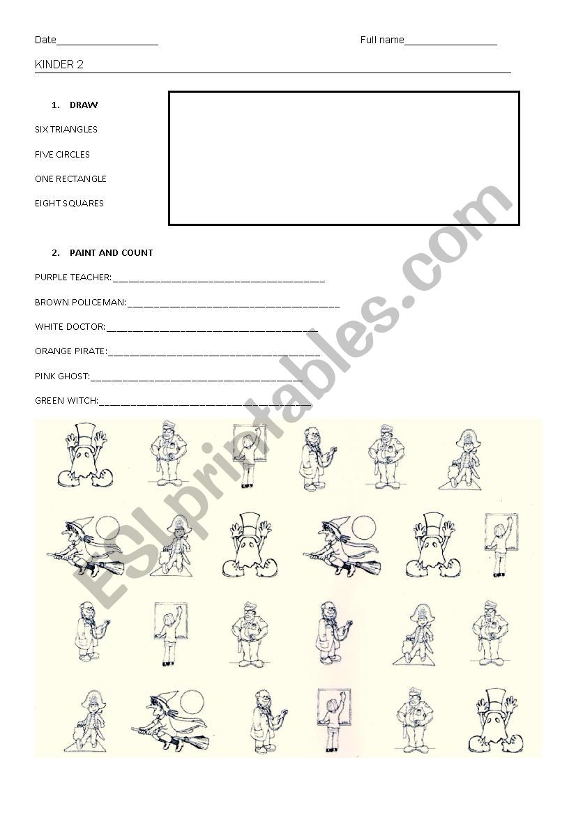 Test kinder 2 worksheet