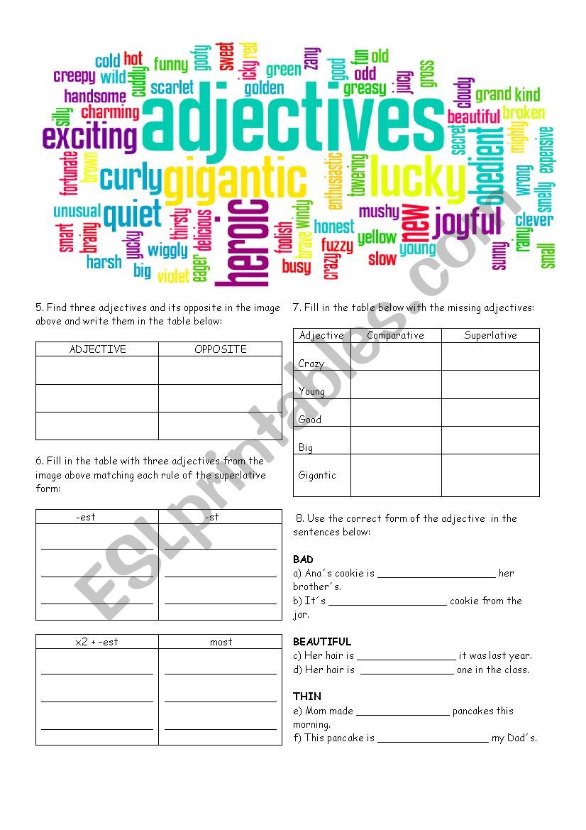 Comparatives / Superlatives worksheet