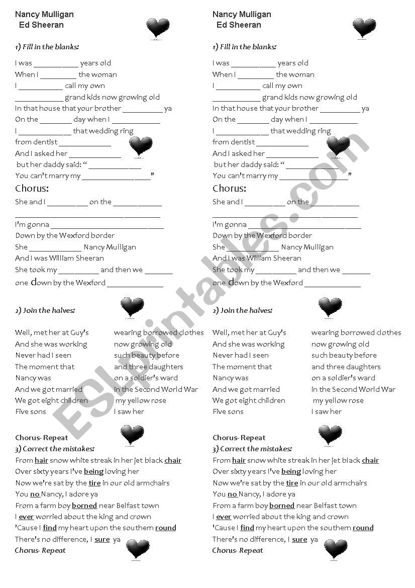 Nancy Mulligan -  Ed Sheeran worksheet