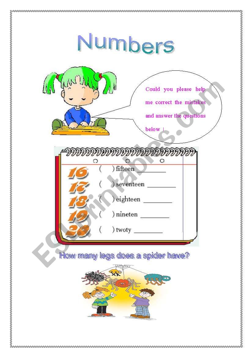 numbers worksheet