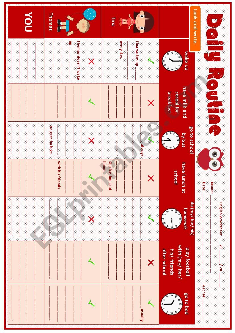 Daily Routine worksheet