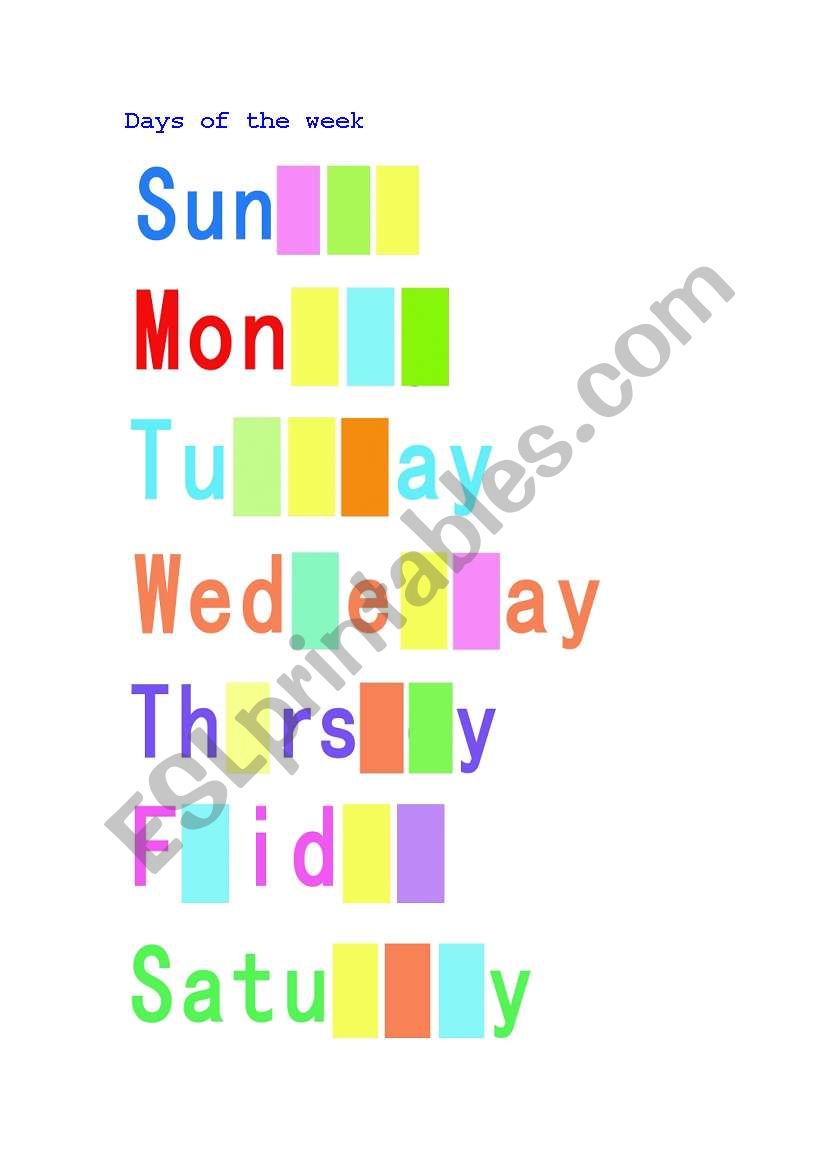 Days of the week worksheet