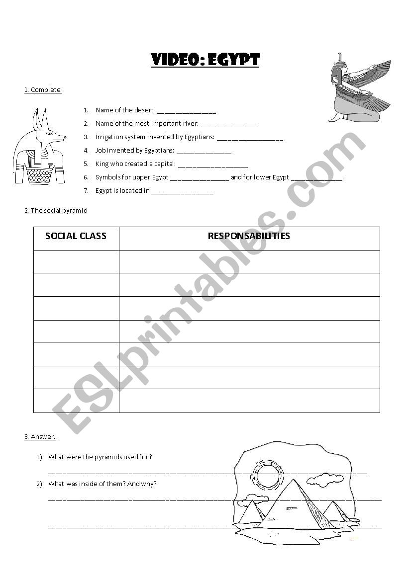special class about Egypt worksheet