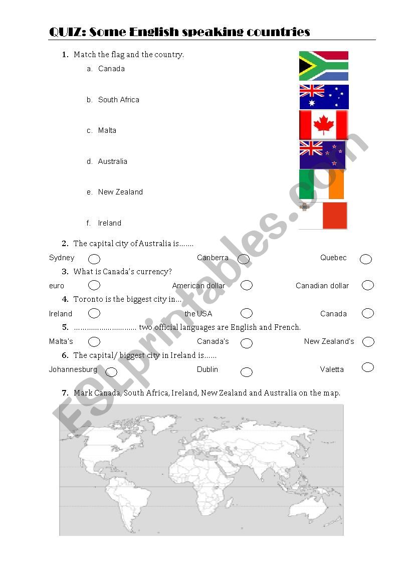 Quiz: English-speaking countries