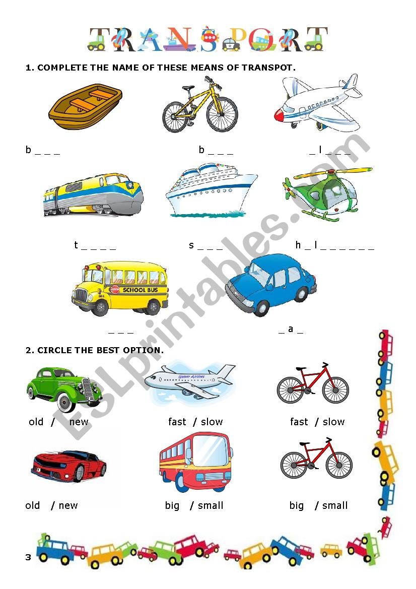 TRANSPORT worksheet