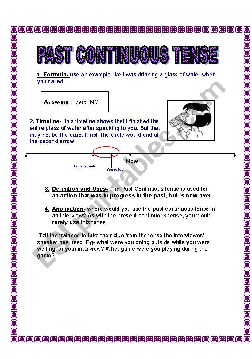 THE PAST CONTINUOUS TENSE worksheet