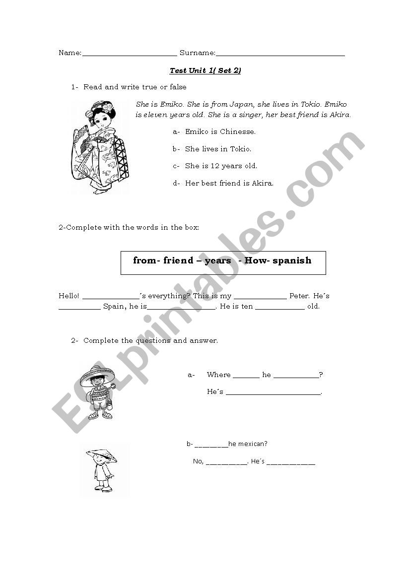 Countries and nationalities worksheet