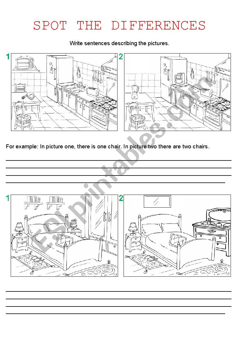 Spot the differences worksheet