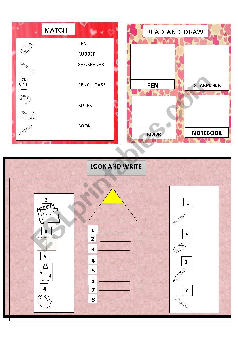 SCHOOL OBJECTS worksheet