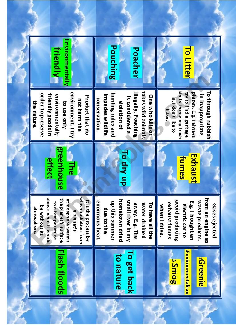 ENVIRONMENT Vocabulary for IELTS Advanced- C1 Miniflashcards 6/14