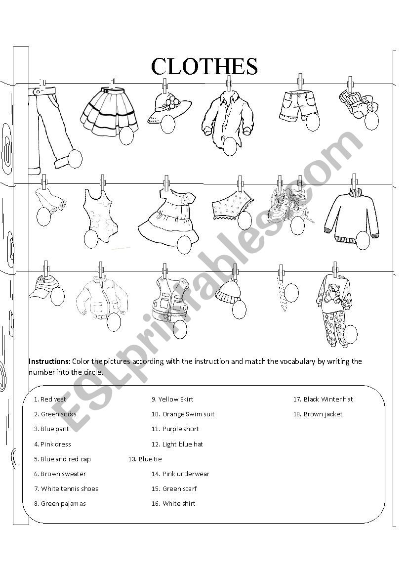 Clothing worksheet