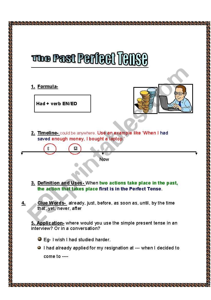 the past perfect tense worksheet