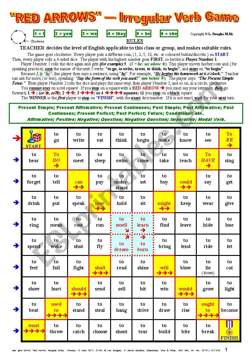 Board Game 002 RED ARROWS worksheet