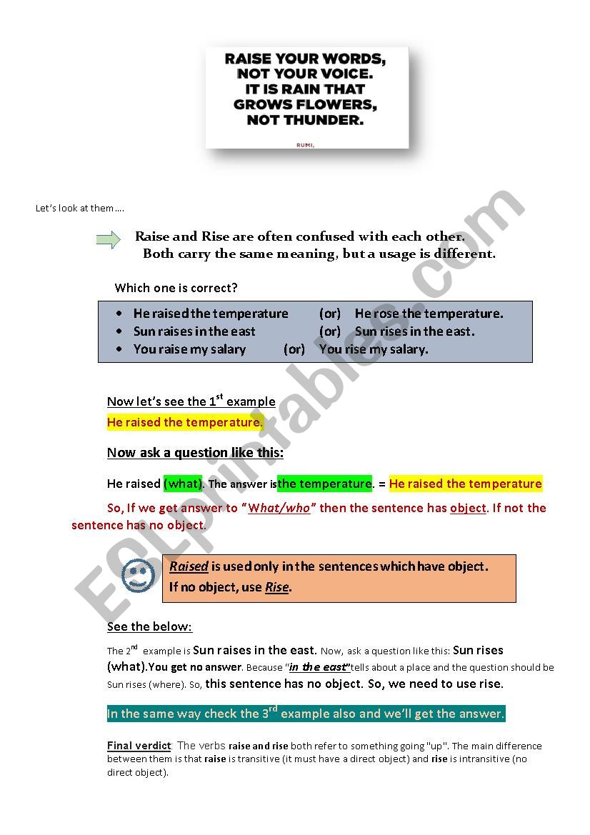 Vocabulary worksheet