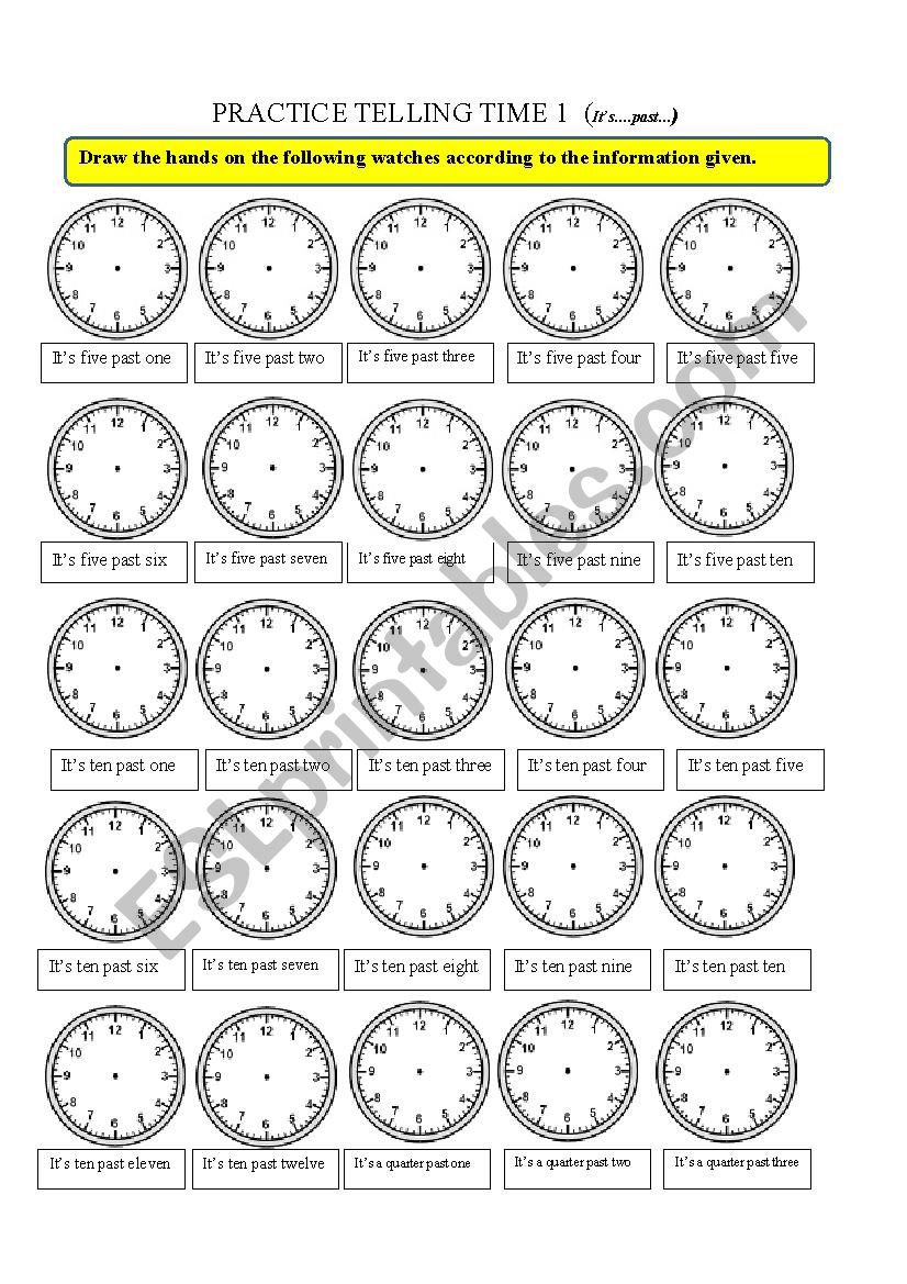 Telling time 1 worksheet