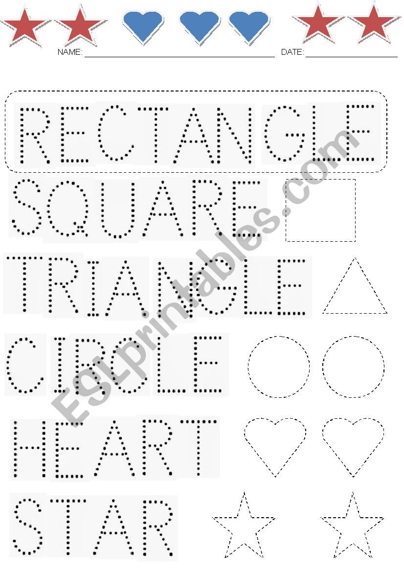 Outline the shapes and words worksheet