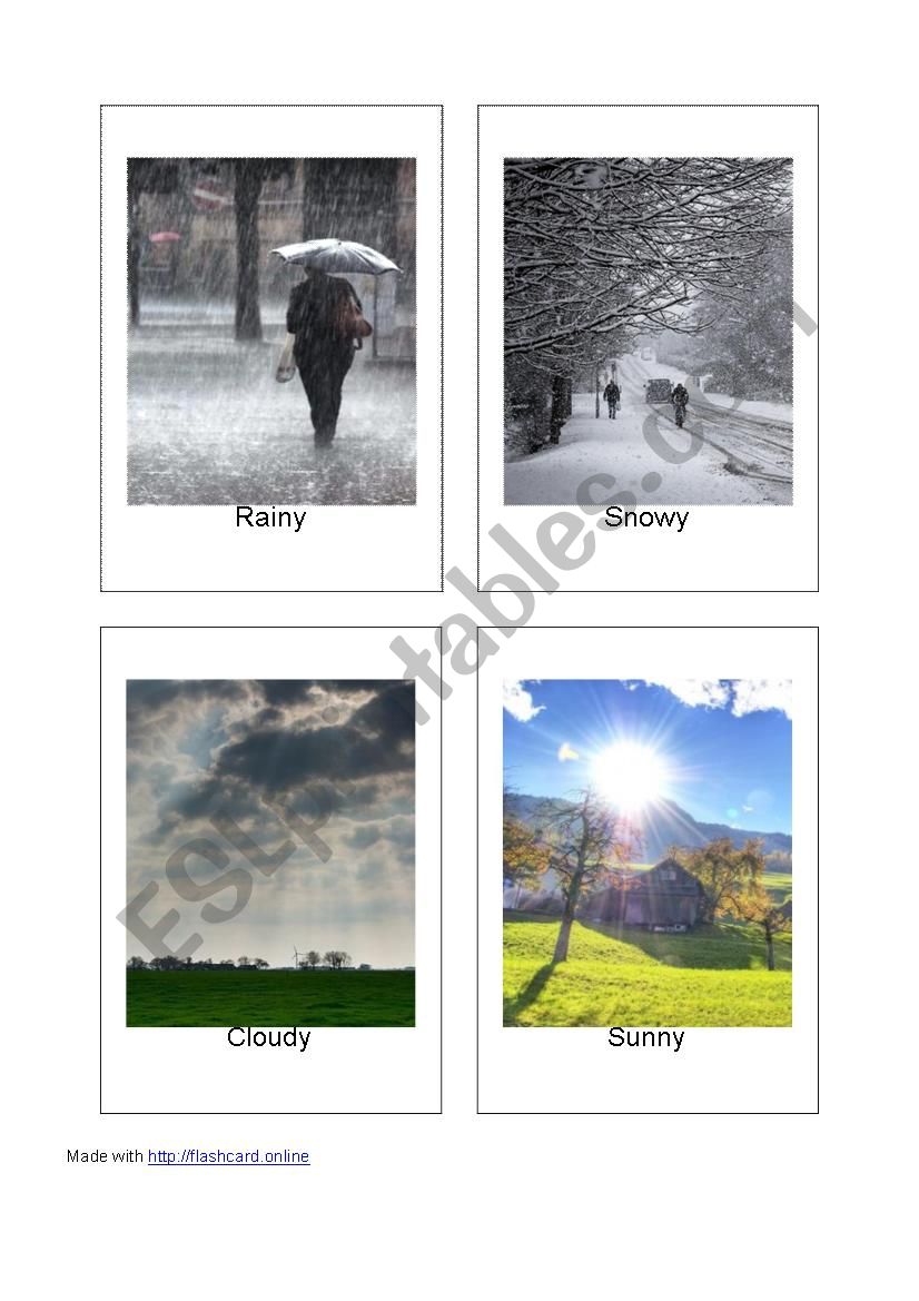 20 Printable Flashcards of Weather
