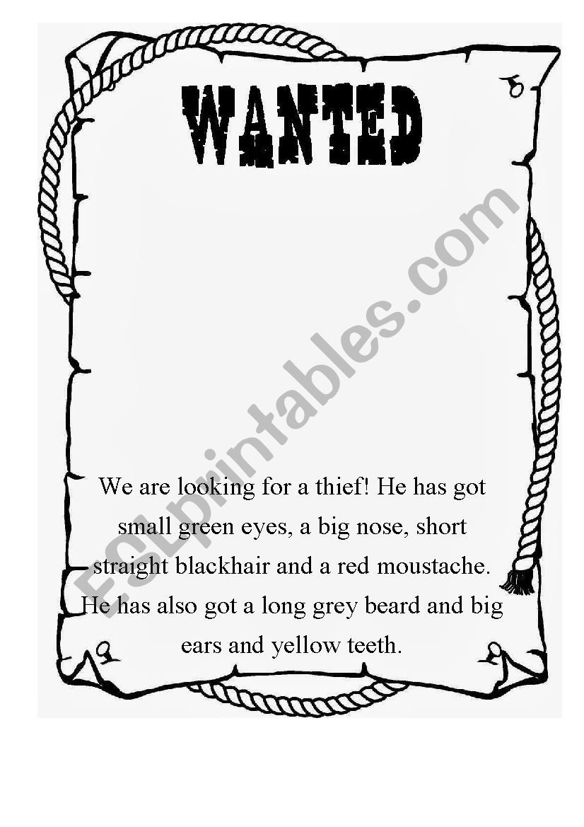 Wanted Poster  worksheet