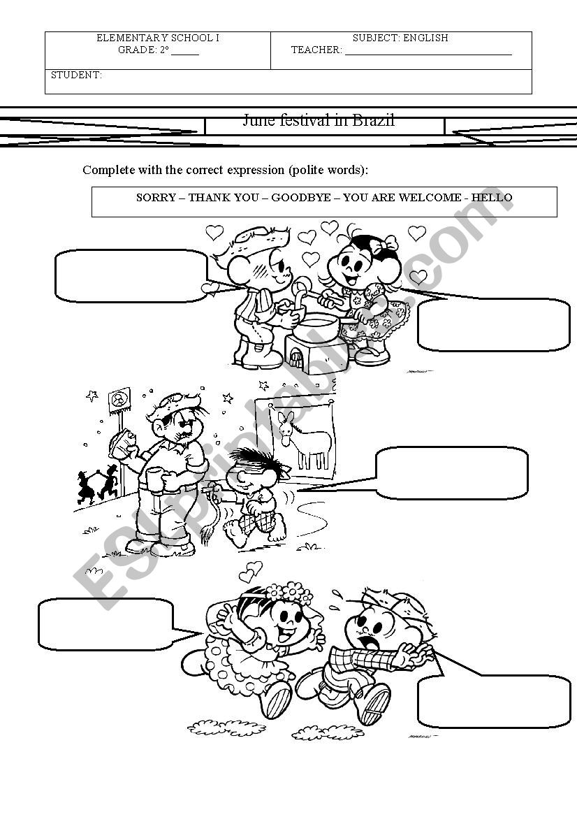 June festival in Brazil worksheet