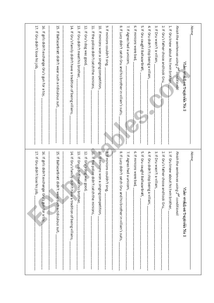 Video worksheet Despicable 3 - 2nd conditional.