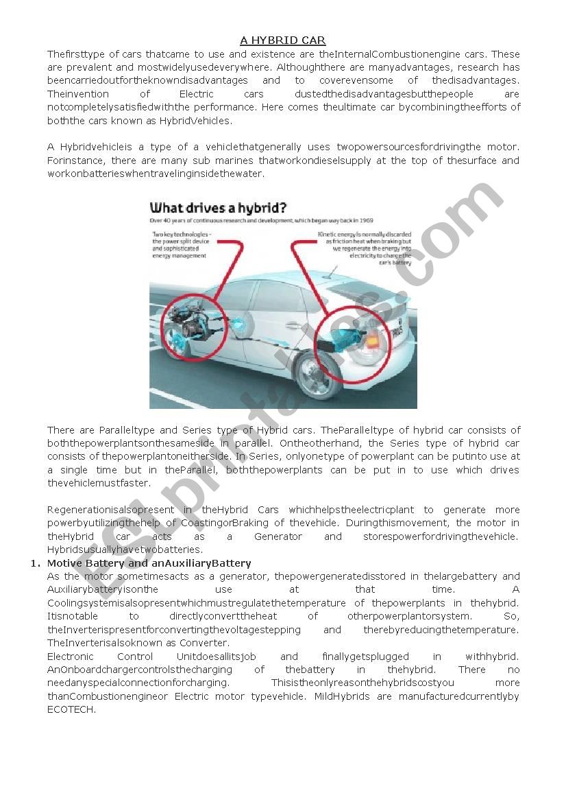 car mechanc worksheet