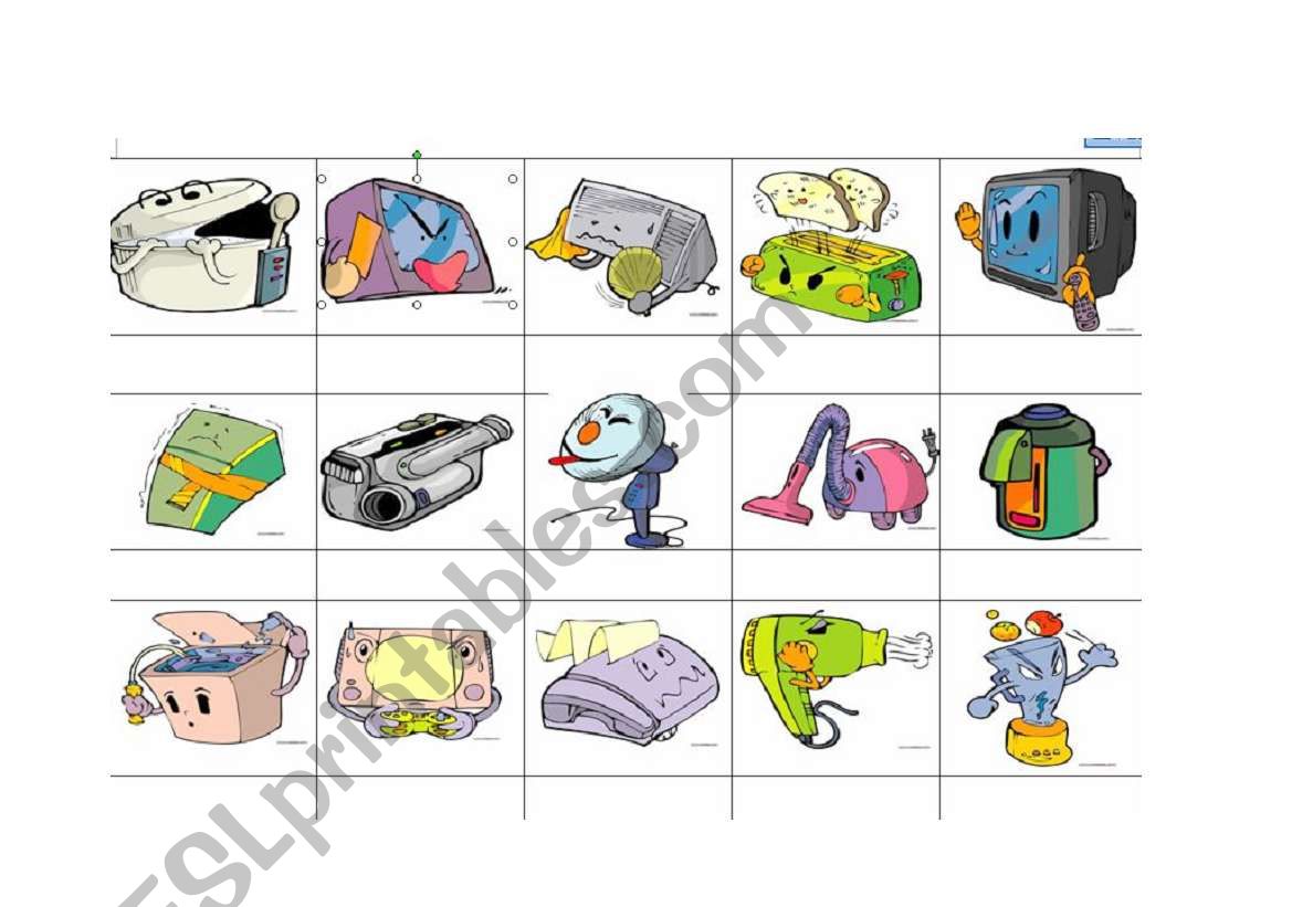 eletric appliances worksheet