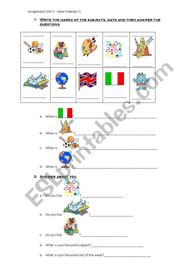 New Treetops 4 - Unit 3  worksheet