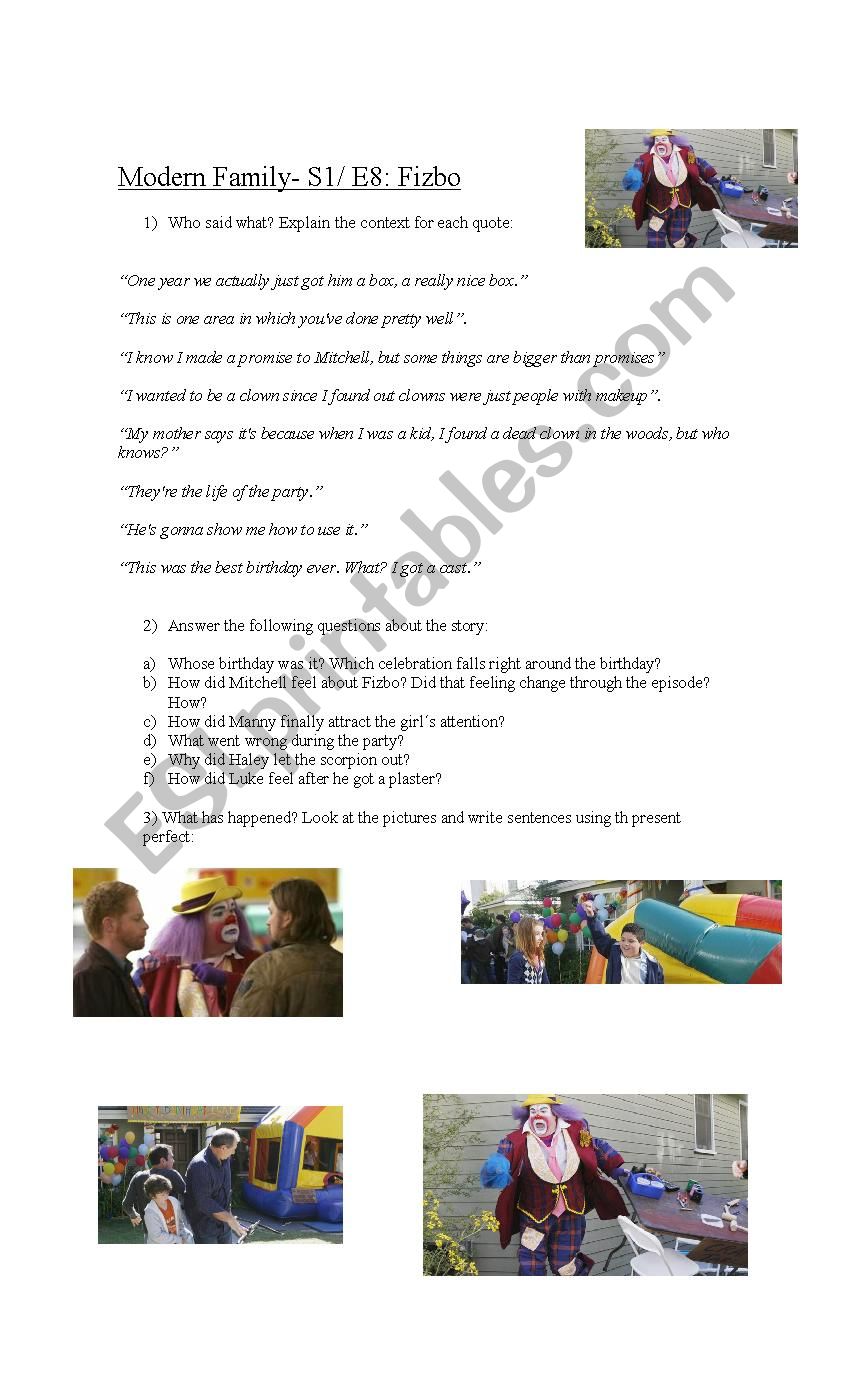 MODERN FAMILY worksheet