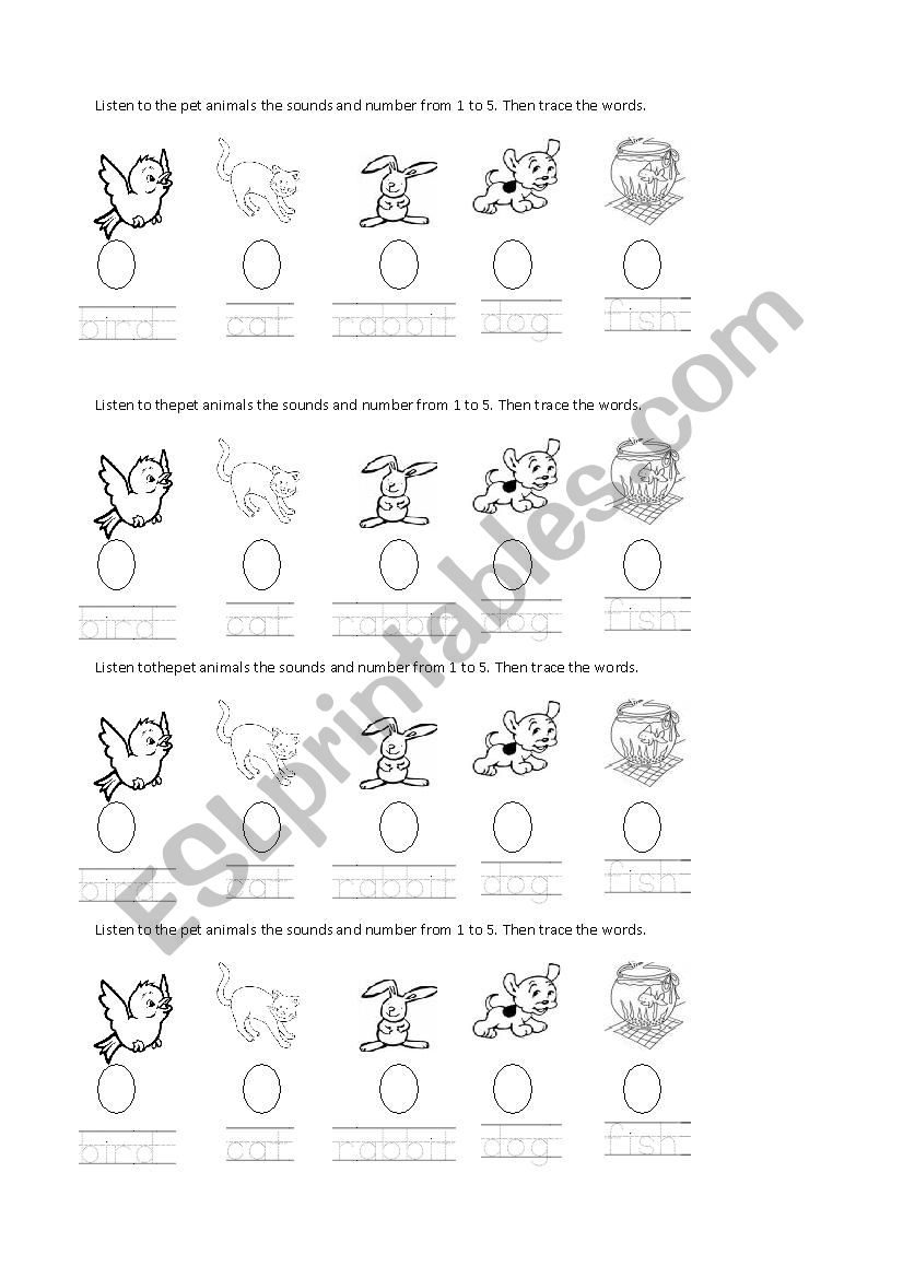 Pet animals worksheet