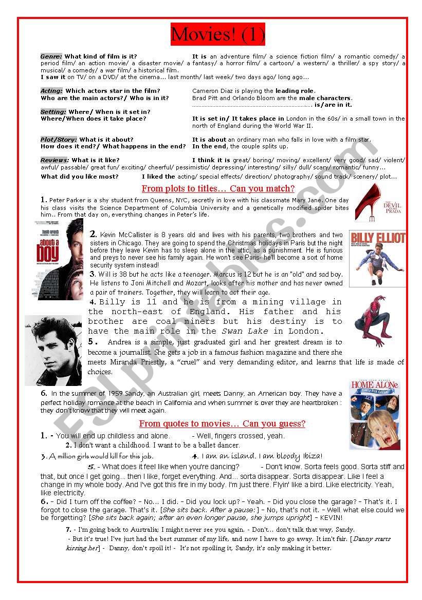 Movies! (1) worksheet