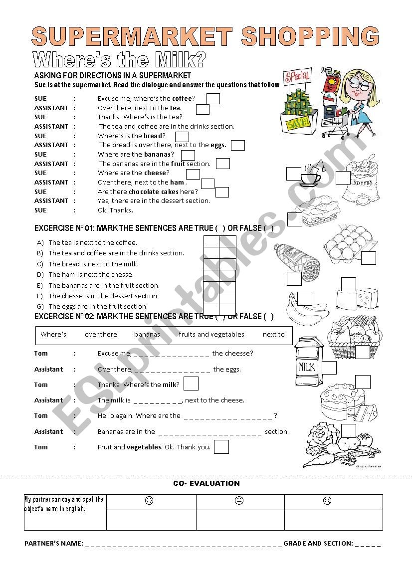 Supermarket Shopping worksheet