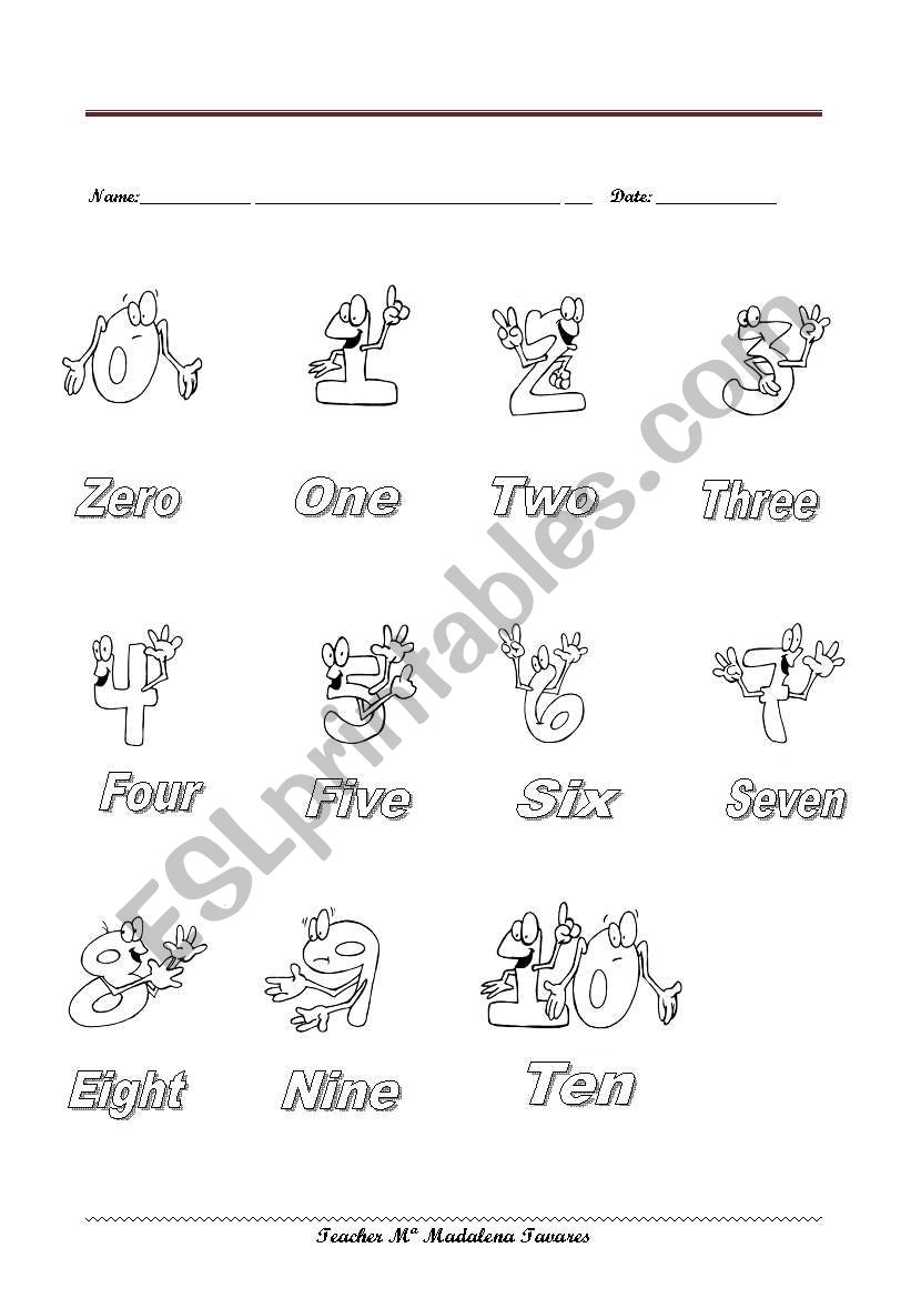 The numbers 1-10 worksheet