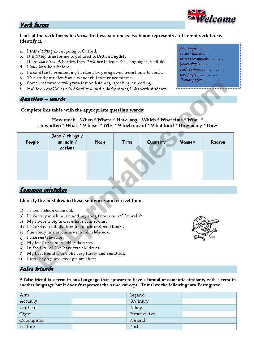 Getting Started  worksheet