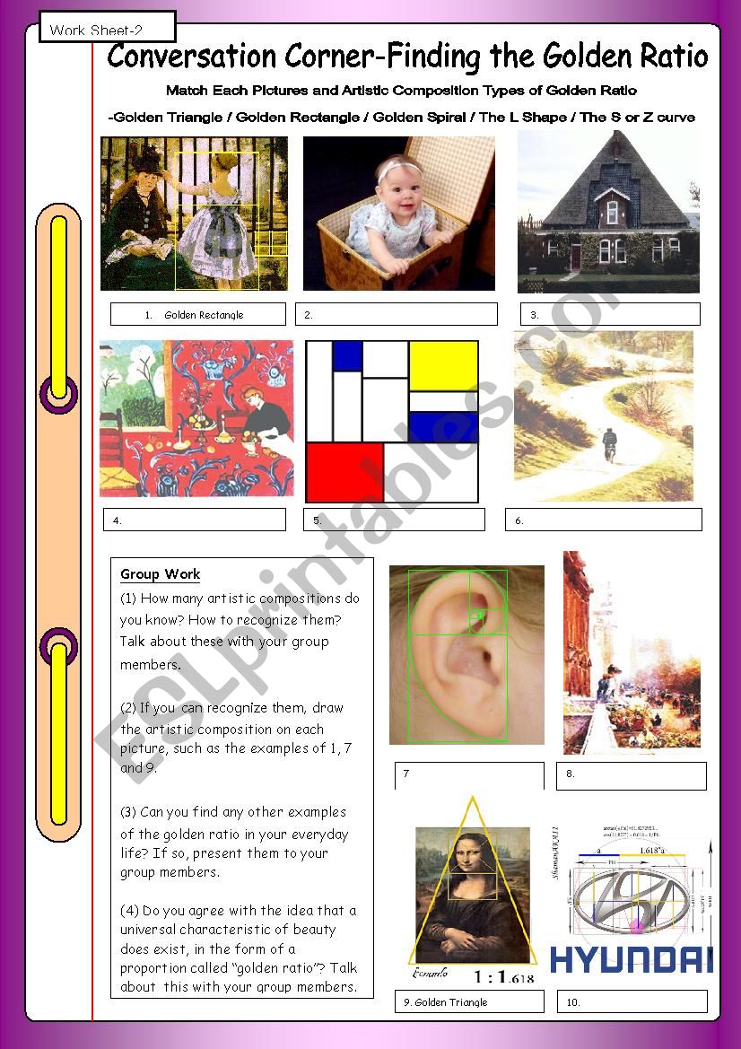 Worksheet about Golden Ratio worksheet