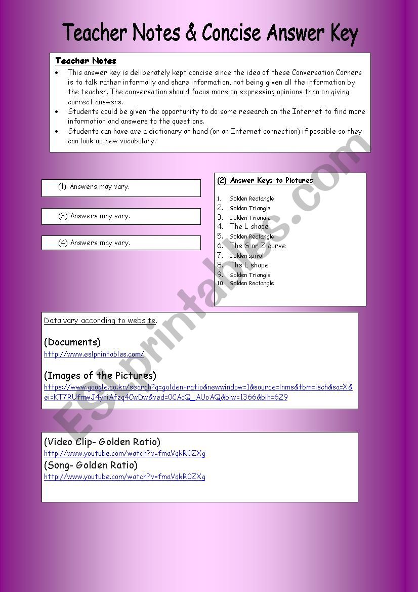 Made by Teachers: Golden Ratio Worksheet