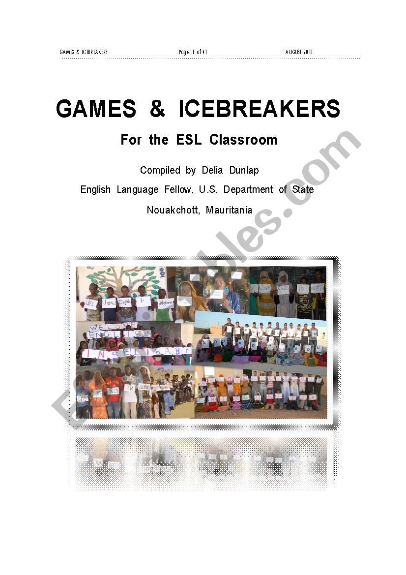 GAMES  &  ICEBREAKERS      For  the  ESL  Classroom 