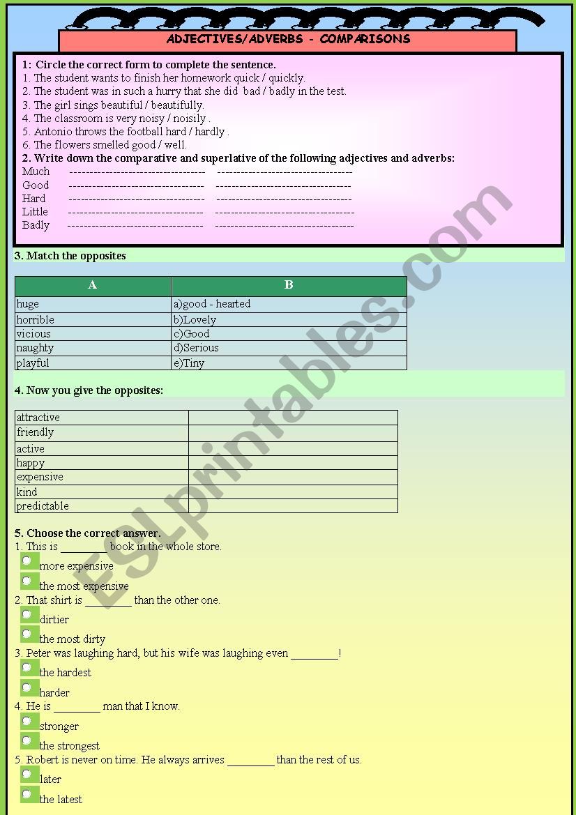 Adjectives/adverbs- Comparisons