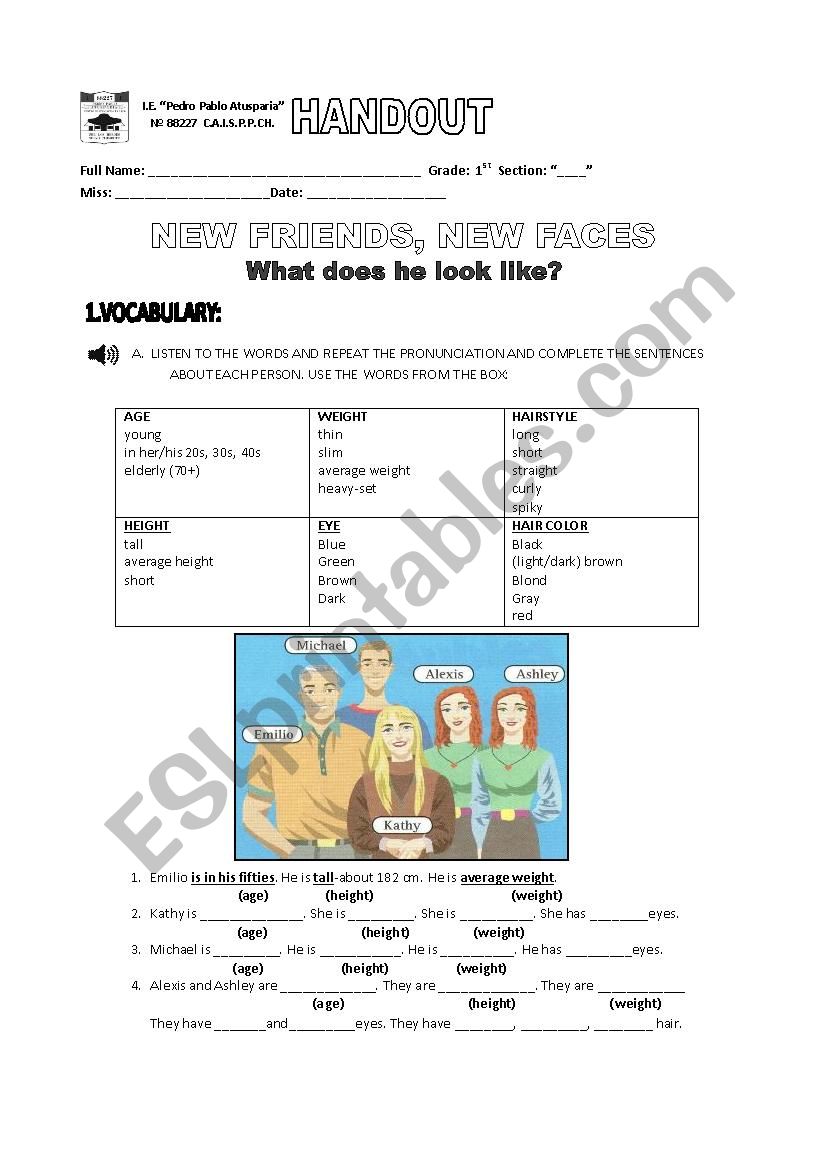 DESCRIPTION worksheet