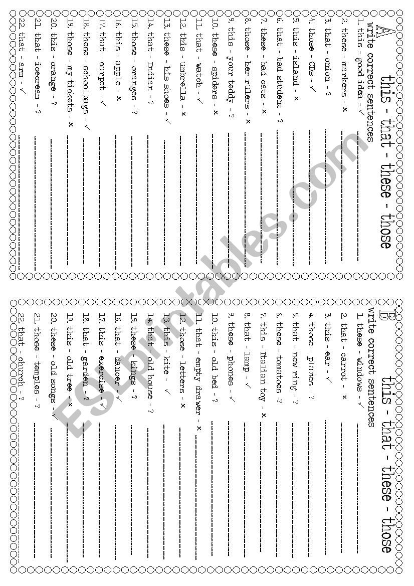 demonstratives worksheet