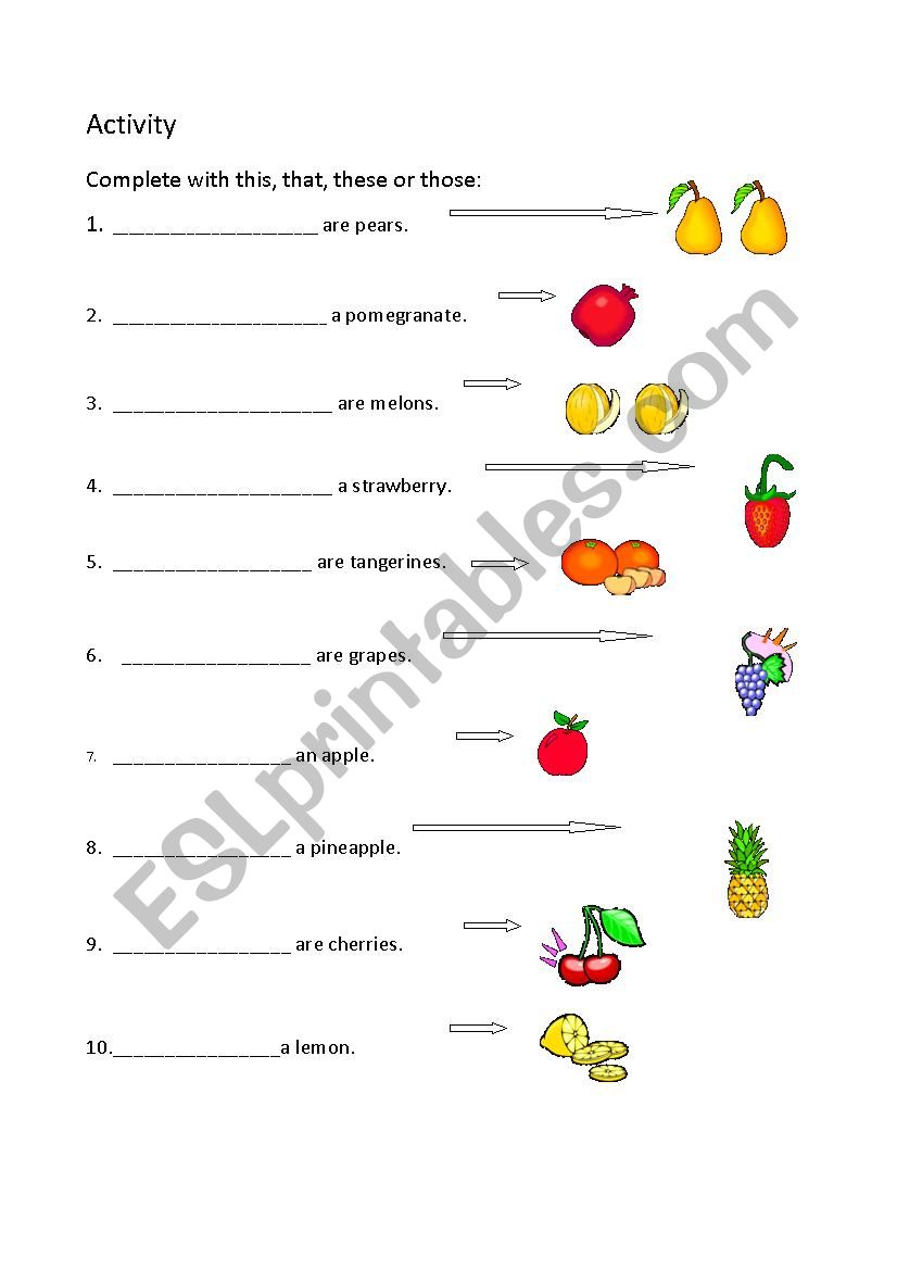 demonstrative pronouns and fruit vocabulary