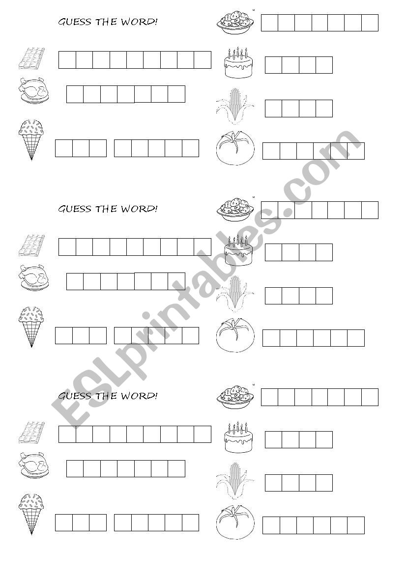 GUESS THE WORDS worksheet