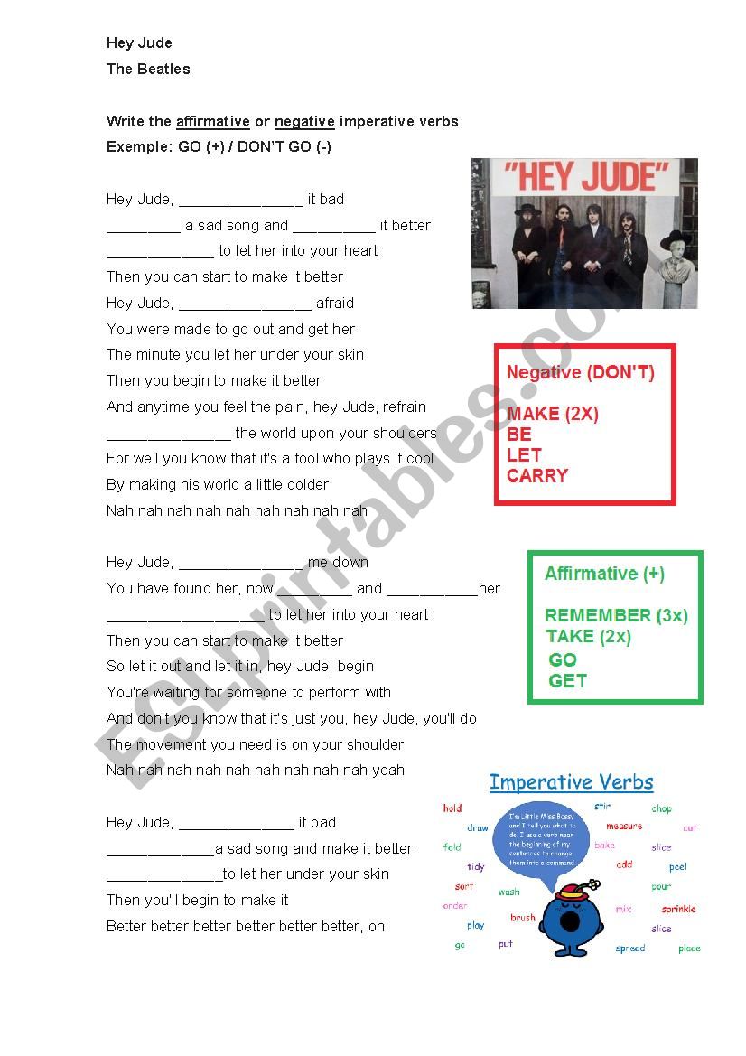 HEY jUDE worksheet